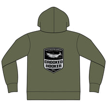 Load image into Gallery viewer, Crooked Hooker Salmon Badge Zip Hoodie