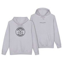 Load image into Gallery viewer, Crooked Hooker Classic Pullover Hoodie – Grey Heather – back and front
