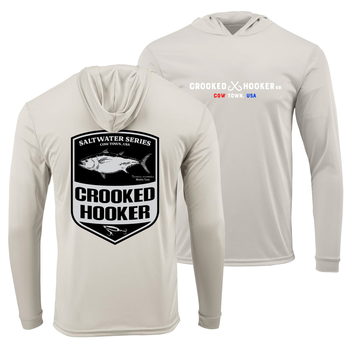 Cow Town USA Tuna Badge Long Sleeve Hooded UV Protection Shirt – Crooked  Hooker