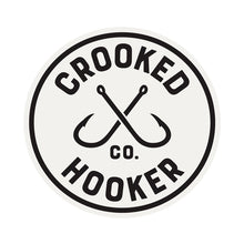 Load image into Gallery viewer, Crooked Hooker Vinyl Sticker – 3" Circle, White