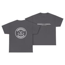 Load image into Gallery viewer, Crooked Hooker Classic T-Shirt – Charcoal – back and front
