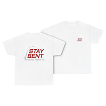 Load image into Gallery viewer, Crooked Hooker Stay Bent T-Shirt – White – back and front
