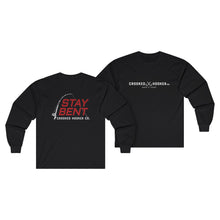 Load image into Gallery viewer, Crooked Hooker Stay Bent Long Sleeve T-Shirt – Black – back and front
