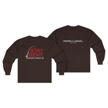 Load image into Gallery viewer, Crooked Hooker Stay Bent Long Sleeve T-Shirt – Dark Chocolate – back and front
